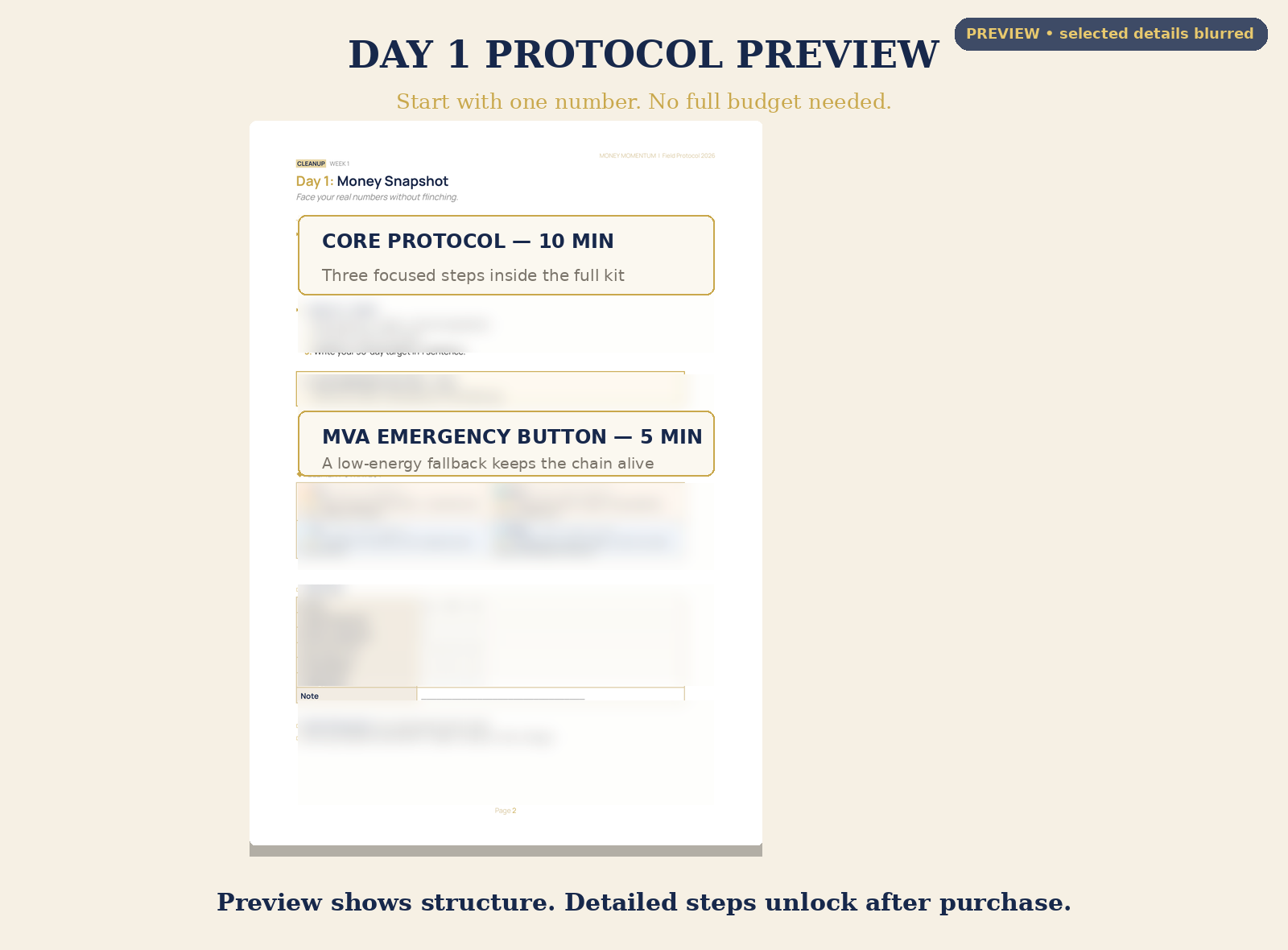Day 1 Protocol page structure